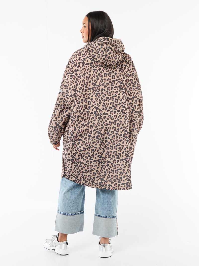 Waterafstotende regenponcho met kap Biege - Kiabi