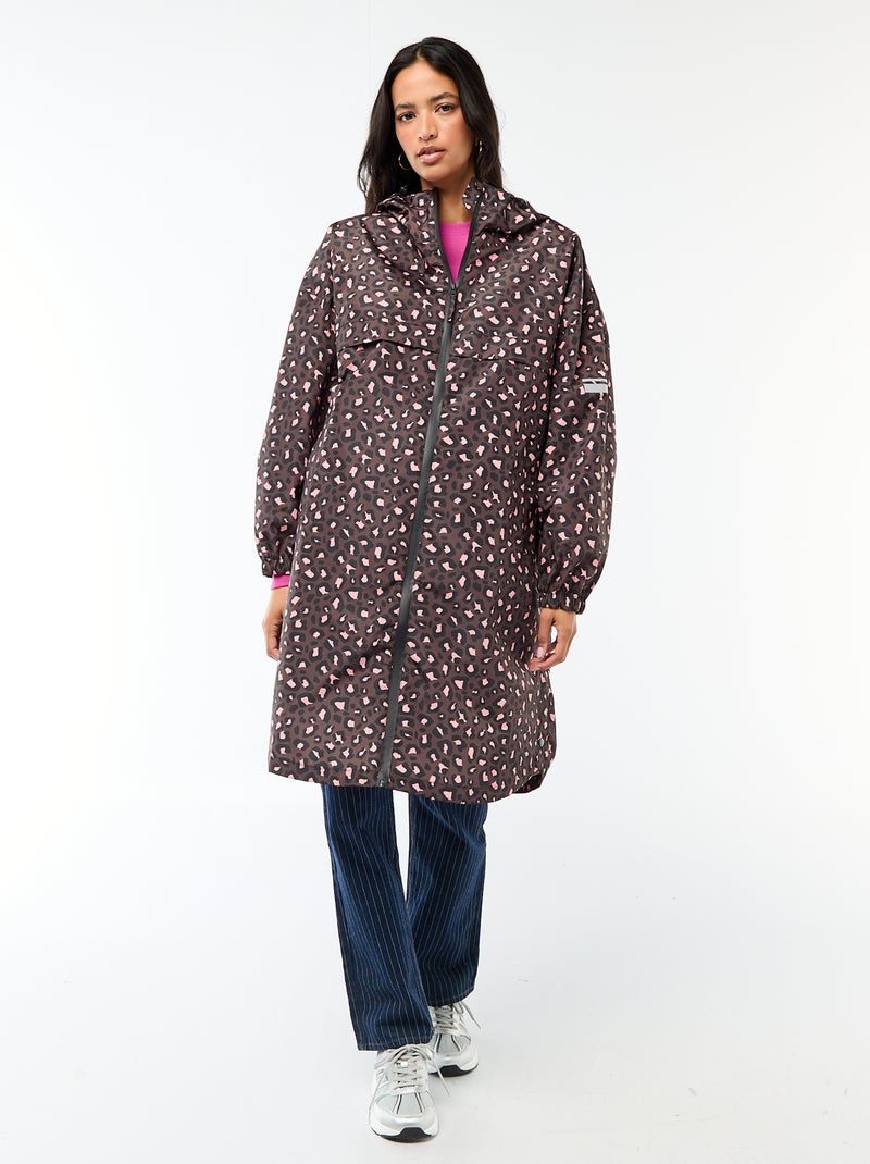 Waterafstotende regenponcho met kap en opvouwbaar ontwerp Bruin - Kiabi