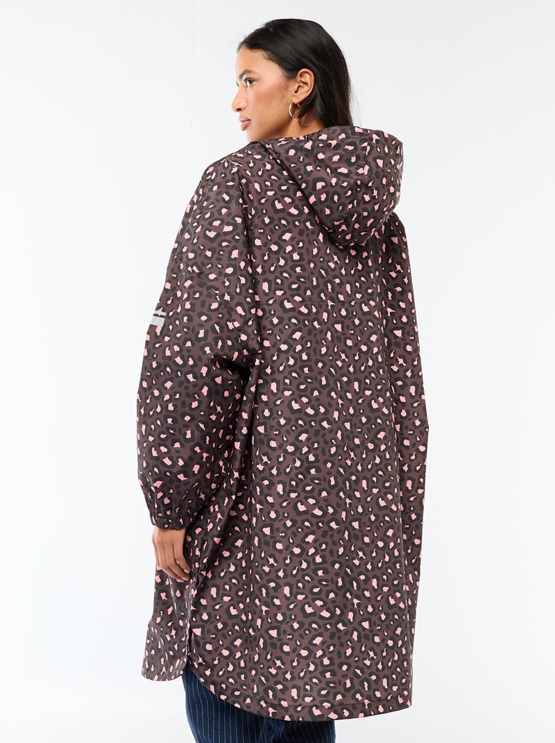 Waterafstotende regenponcho met kap en opvouwbaar ontwerp Bruin - Kiabi