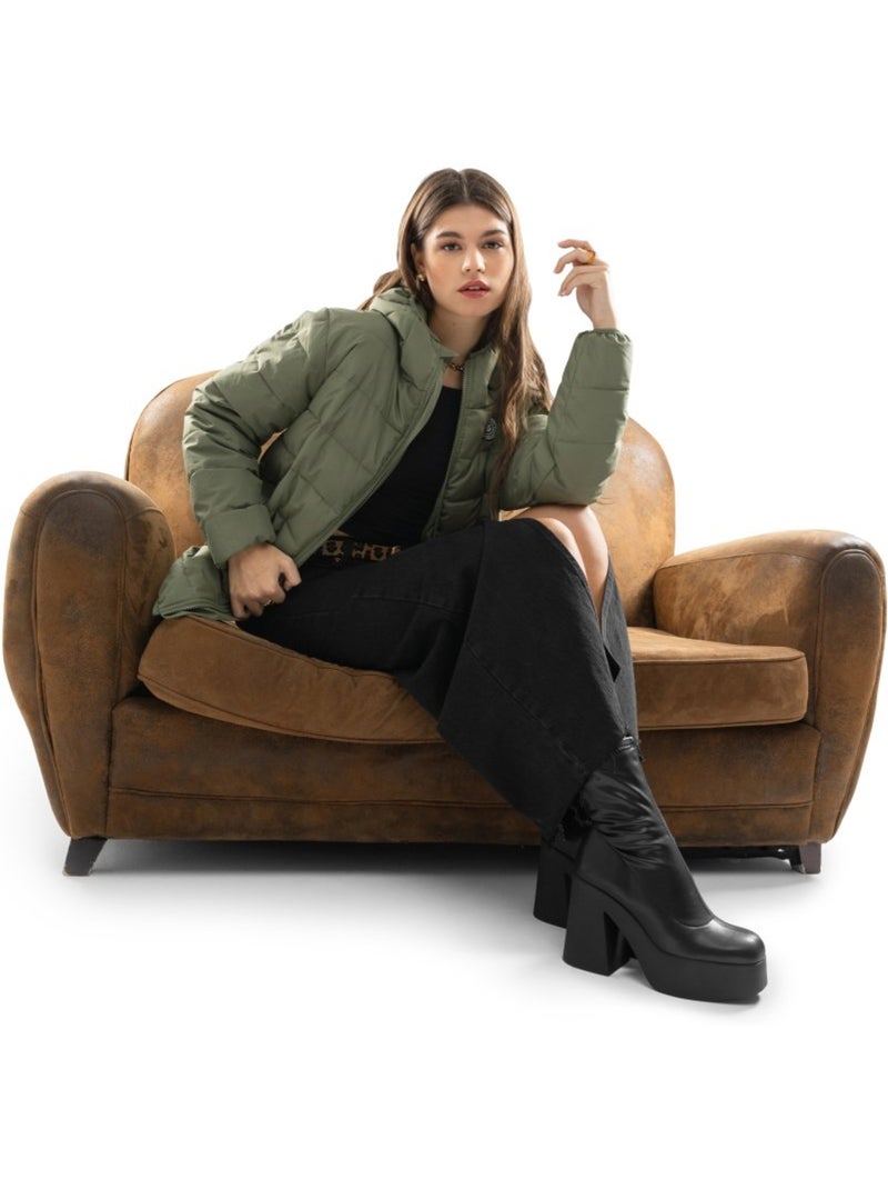 Waterbestendig puffer jack dames Groen - Kiabi