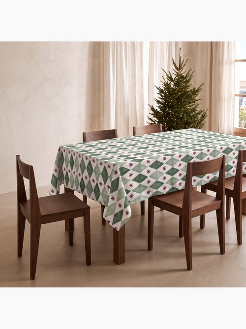 Waterdicht kersttafelkleed met geometrische print van ruiten en sterren - gamusi. - Kiabi Waterdicht kersttafelkleed met geometrische print van ruiten en sterren - gamusi. - Kiabi