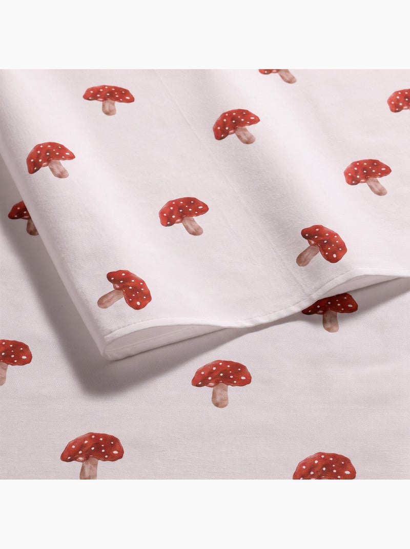 Waterdicht kersttafelkleed met paddenstoelenprint - gamusi. Wit - Kiabi