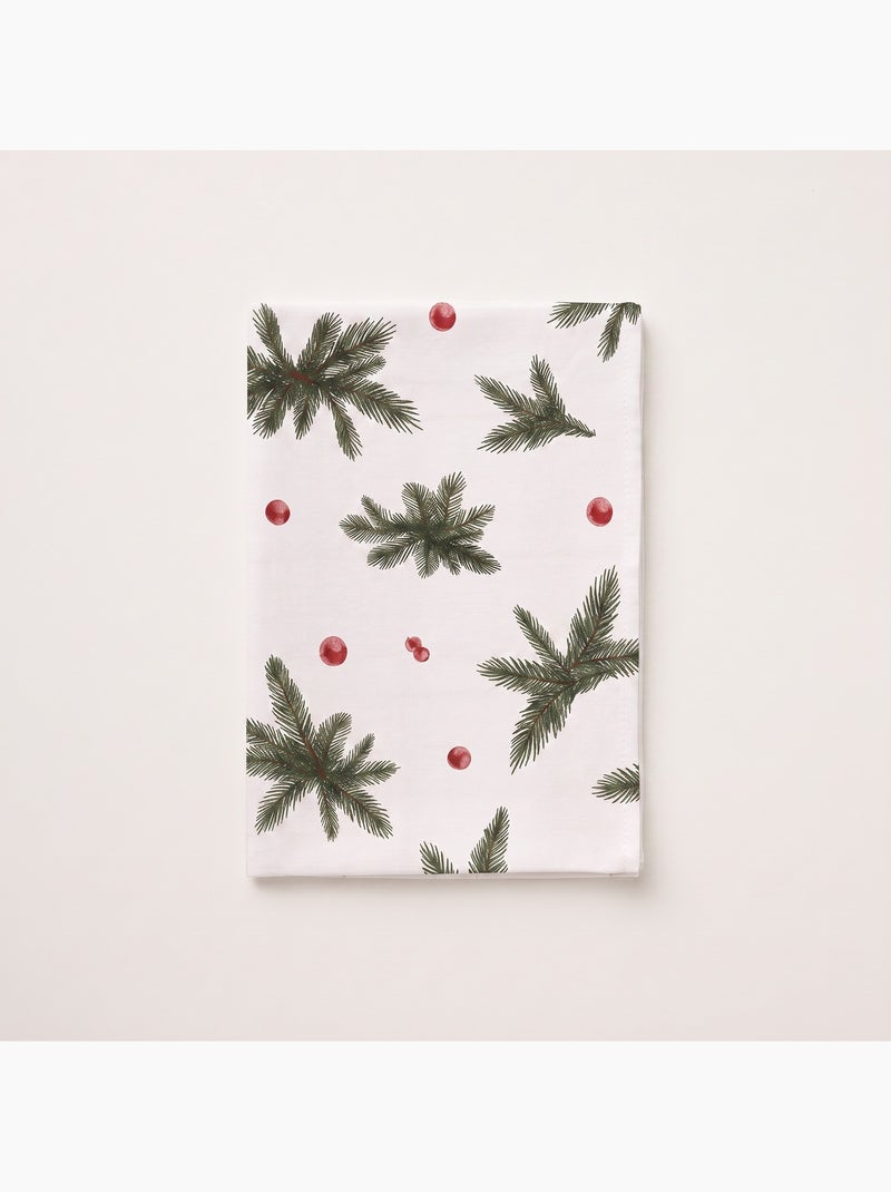Waterdicht kersttafelkleed met print van dennentakken - gamusi. Wit - Kiabi