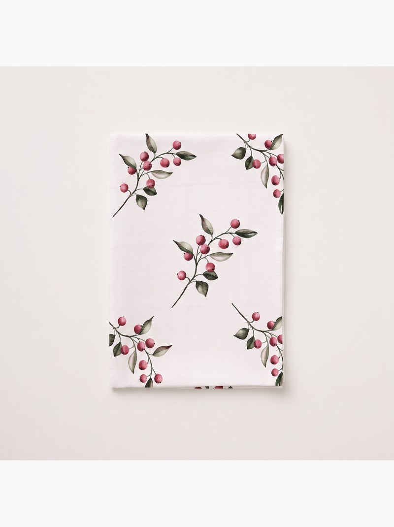 Waterdicht kersttafelkleed met print van hulsttakken - gamusi. Wit - Kiabi