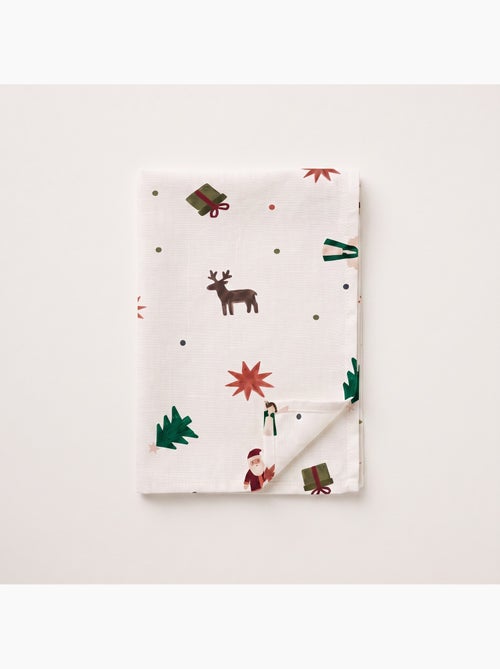Waterdicht kersttafelkleed met print van kerstman, rendieren, cadeaus en dennenbomen - gamusi. - Kiabi Waterdicht kersttafelkleed met print van kerstman, rendieren, cadeaus en dennenbomen - gamusi. - Kiabi