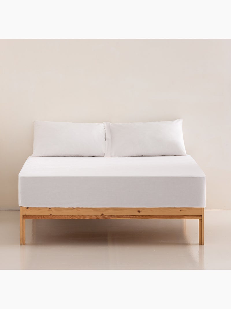 Waterdichte badstof matrasbeschermer, 100% katoen, elastisch, voor matrassen tot 30 cm dik - Gamusi. Wit - Kiabi