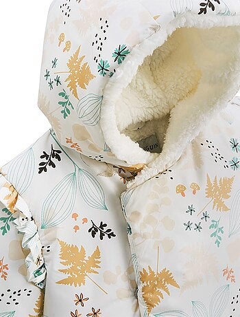 Waterdichte bloom babydonsjas met sherpa voering en capuchon.