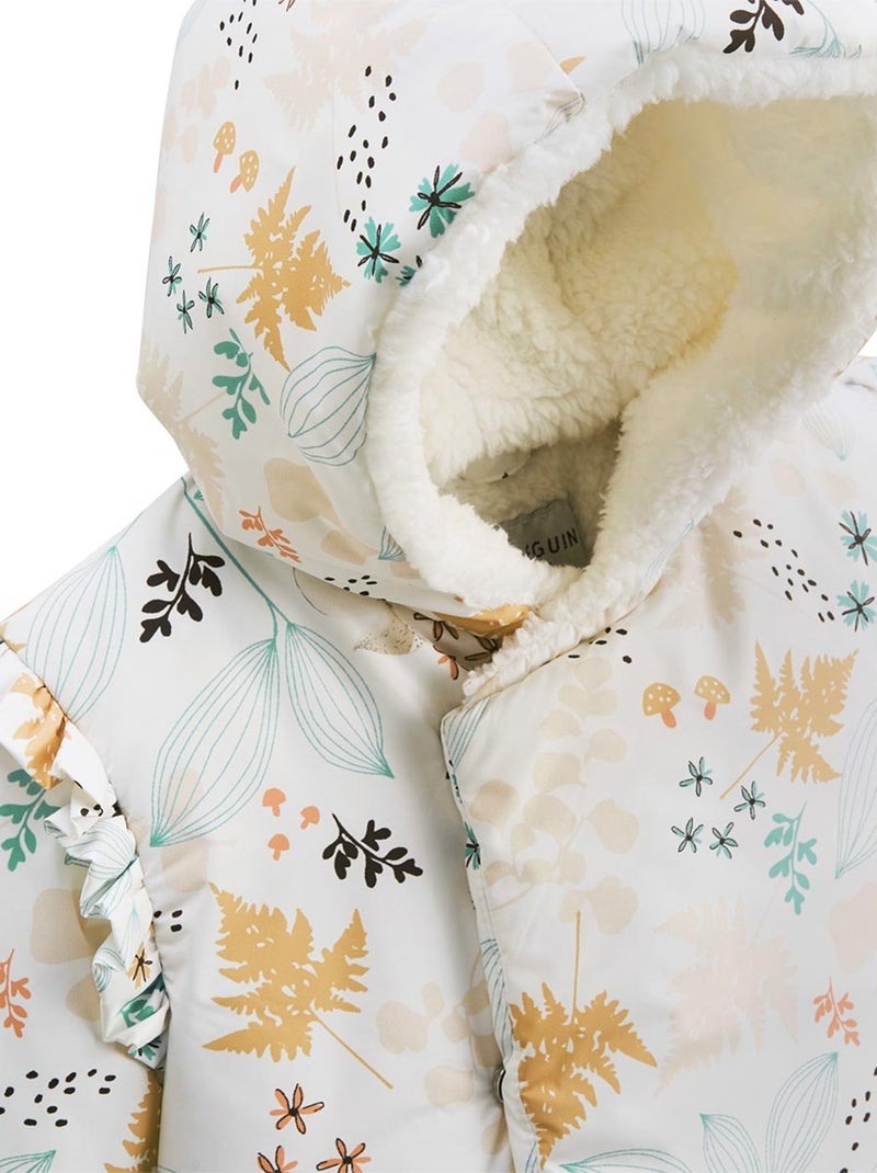 Waterdichte Bloom babydonsjas met sherpa voering en capuchon. Ecru - Kiabi