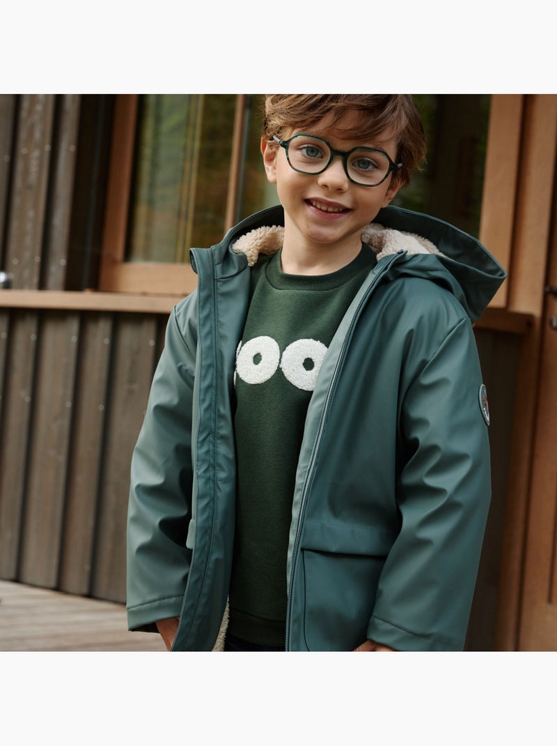 Waterdichte kinderjas gevoerd met sherpa en capuchon malo Groen - Kiabi