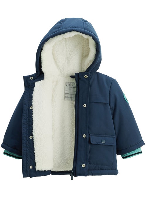 Waterdichte kinderjas met sherpa-voering en capuchon, model Oscar - Kiabi