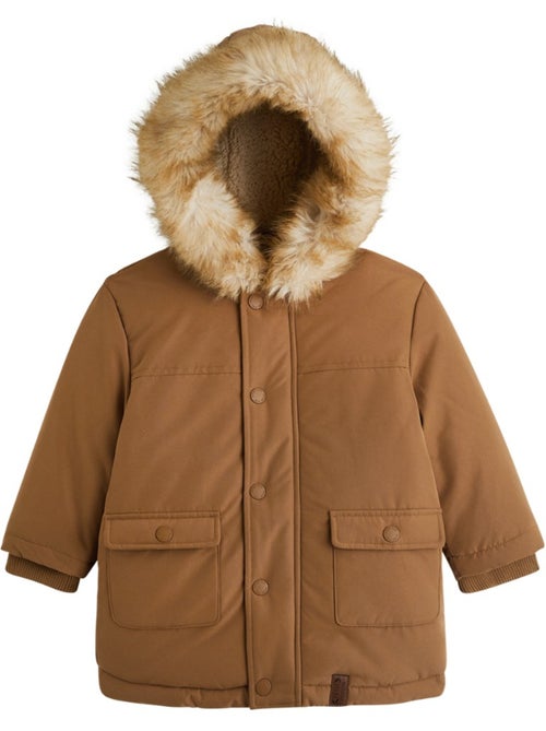 Waterdichte kinderparka met sherpa-voering en capuchon matis - Kiabi