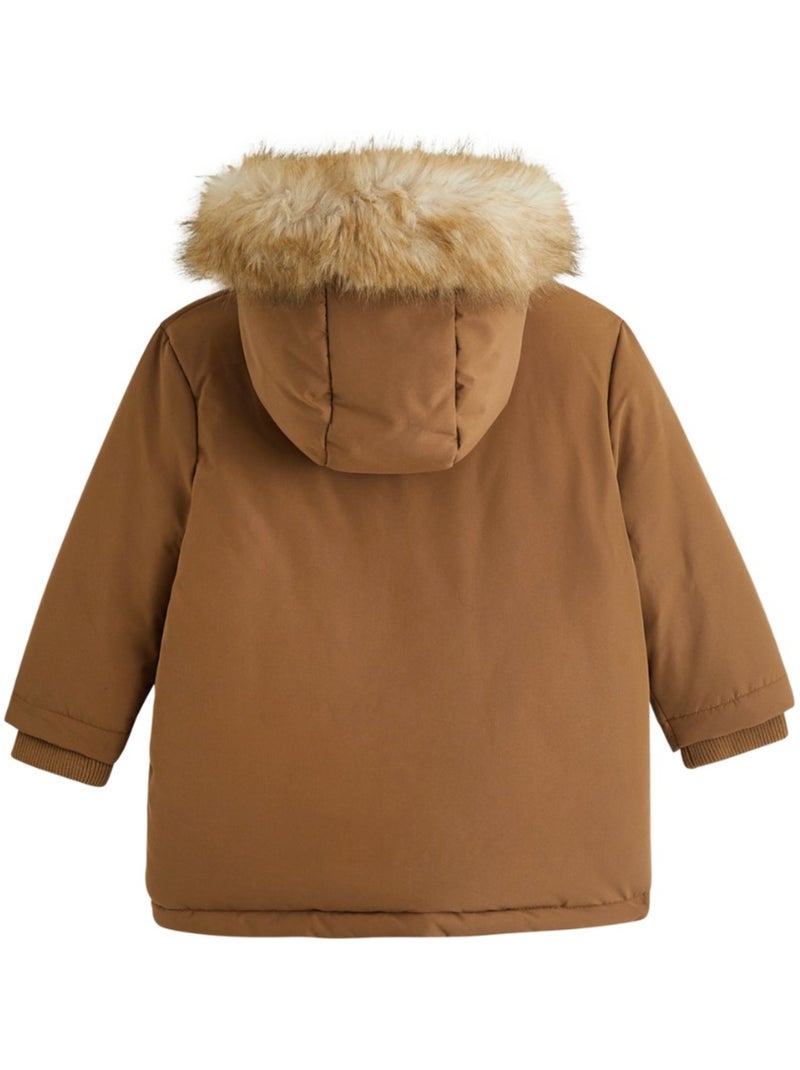 Waterdichte kinderparka met sherpa-voering en capuchon matis Bruin - Kiabi