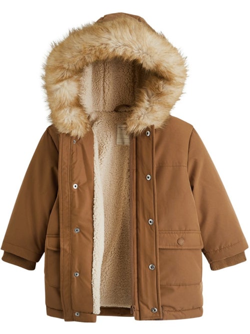 Waterdichte kinderparka met sherpa-voering en capuchon matis - Kiabi