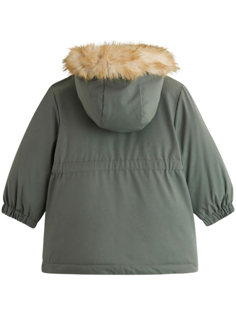 Waterdichte kinderparka met sherpavoering en capuchon emma Kaki - Kiabi