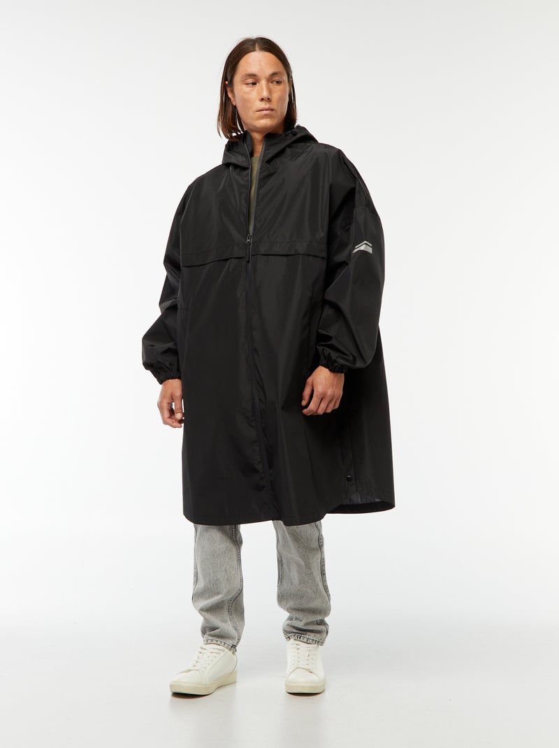 Waterdichte regencape met kap zwart - Kiabi