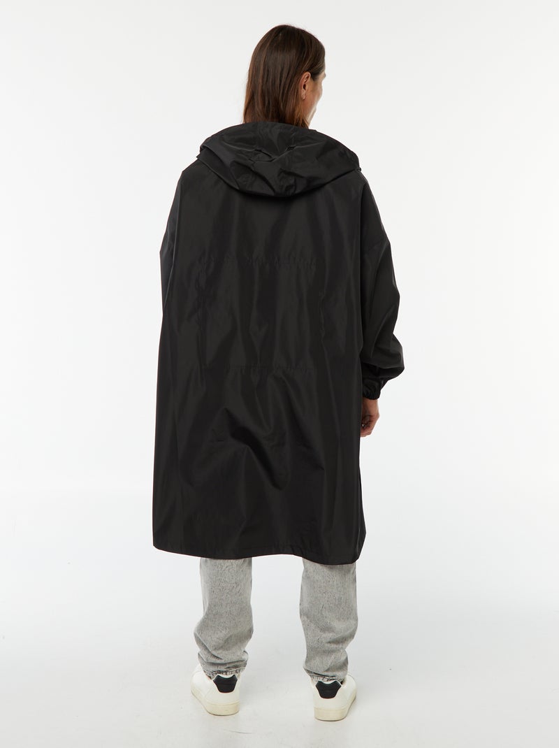 Waterdichte regencape met kap zwart - Kiabi