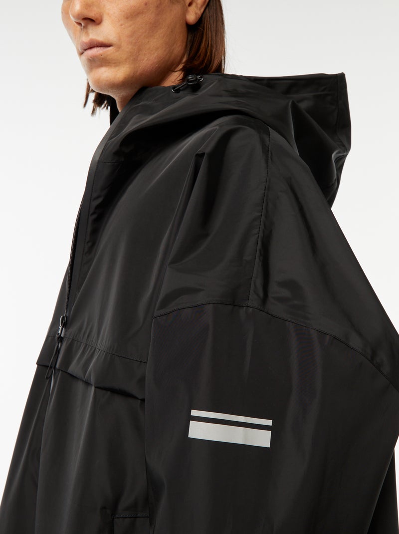 Waterdichte regencape met kap zwart - Kiabi