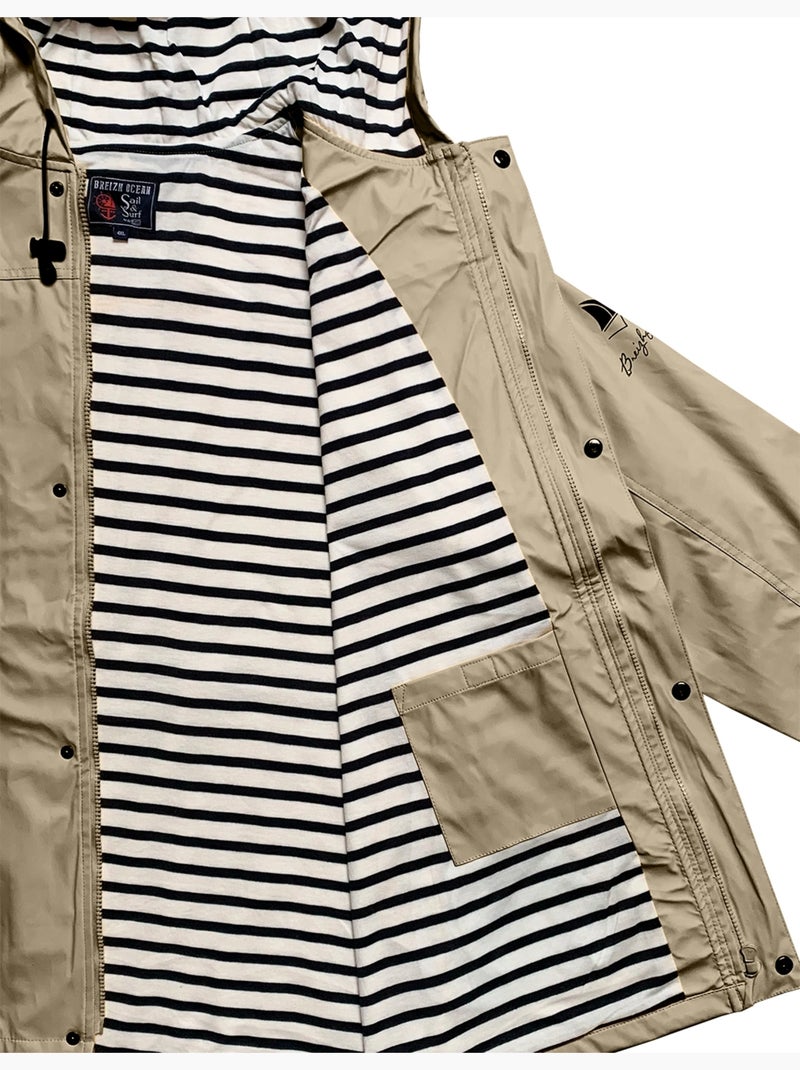 Waterdichte regenjas 'Breizh Océan', regenjas voor heren of dames, unisex model. Zand - Kiabi