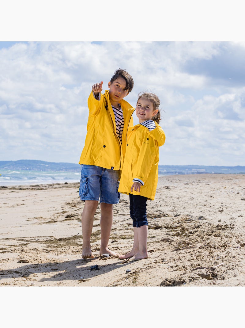 Waterdichte regenjas voor kinderen 'Breizh Océan', met gestreepte jersey, voor jongens en meisjes Pastelgroen - Kiabi