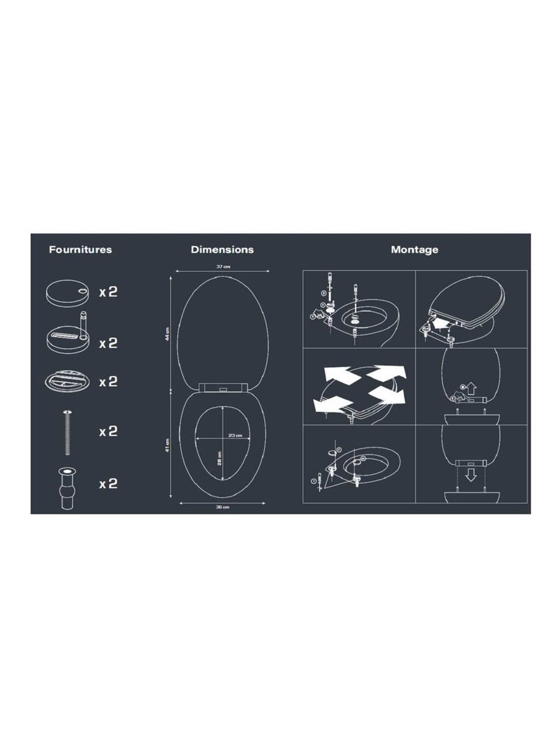 WC-bril Thermodur wit met hartenprint – stille softclose – Guy Levasseur Wit - Kiabi