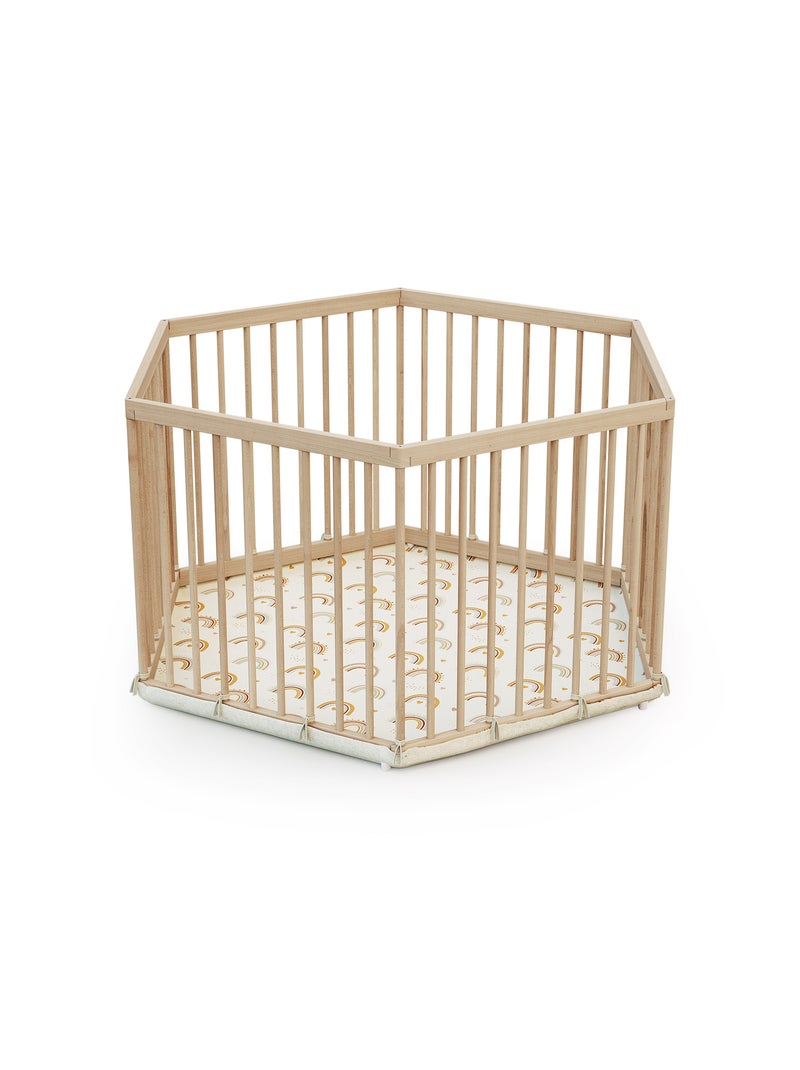Webaby - alveo zeshoekige houten babybox - 125 x 109 x 65 cm Beige - Kiabi