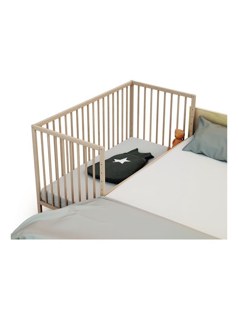 Webaby - co-sleeping babybedje in ruw beukenhout 60 x 120 cm lio Hazelnootbruin - Kiabi