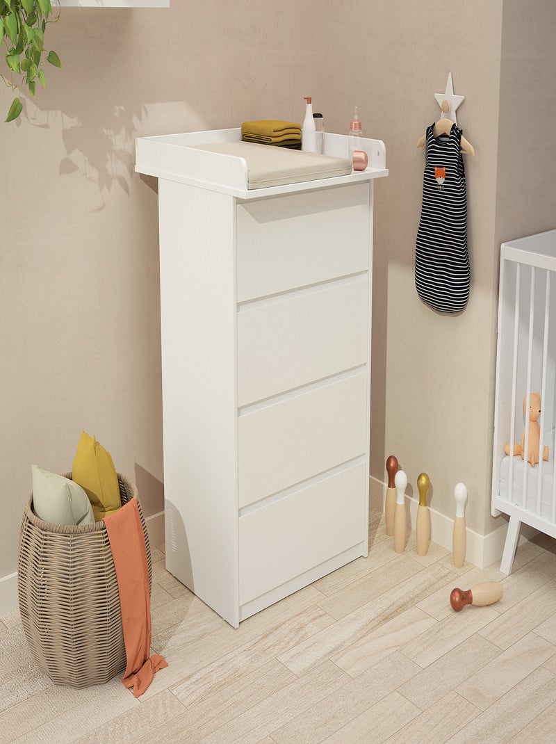 Webaby - hooten baby ladekast met 4 lades en commode 70 cm uno - wit Wit - Kiabi