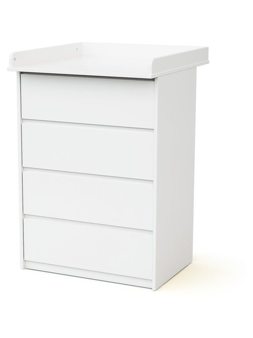 Webaby - hooten baby ladekast met 4 lades en commode 70 cm uno - wit - Kiabi