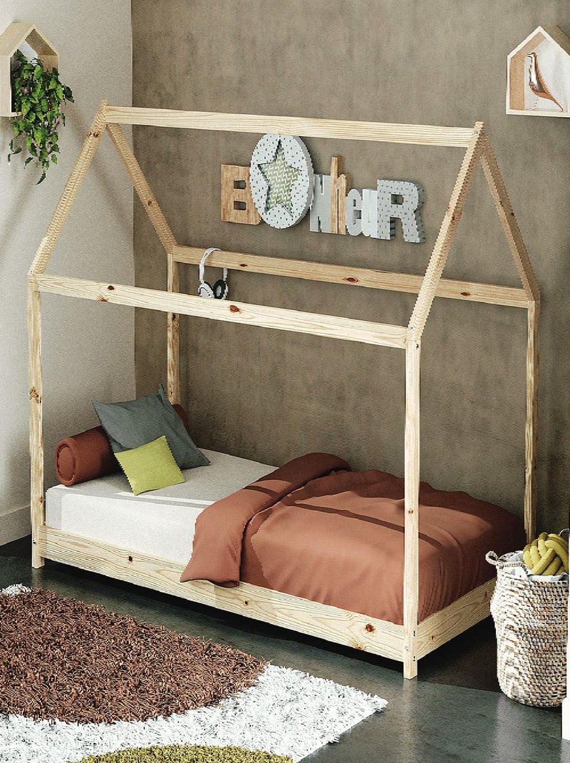 Webaby - kinderhutbed 90 x 190 in hout cabana Beige - Kiabi