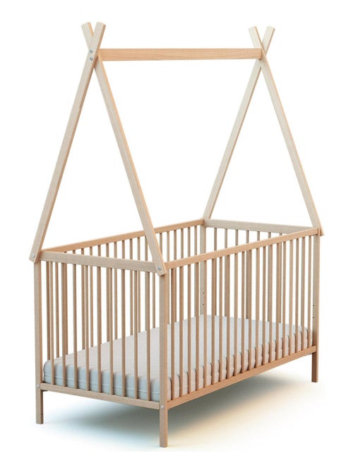 Webaby - lit bébé en bois 70 x 140 cm avec tipi - Kiabi Webaby - lit bébé en bois 70 x 140 cm avec tipi - Kiabi