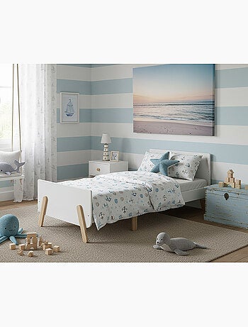 Webaby - lit enfant extensible en bois 80x140-165-190 pirate avec matelas - blanc