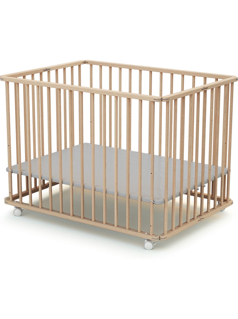 Webaby - parc bébé pliant en bois 100 x 100 cm cali 100x100cm Marron noisette - Kiabi