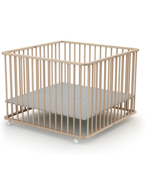 Webaby - parc bébé pliant en bois avec roulettes 100 x 100 cm cali 100x100cm - Kiabi Webaby - parc bébé pliant en bois avec roulettes 100 x 100 cm cali 100x100cm - Kiabi