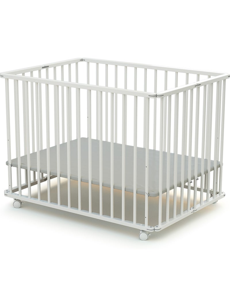 Webaby - parc bébé pliant en bois avec roulettes 70 x 100 cm cali 70x100cm Blanc - Kiabi
