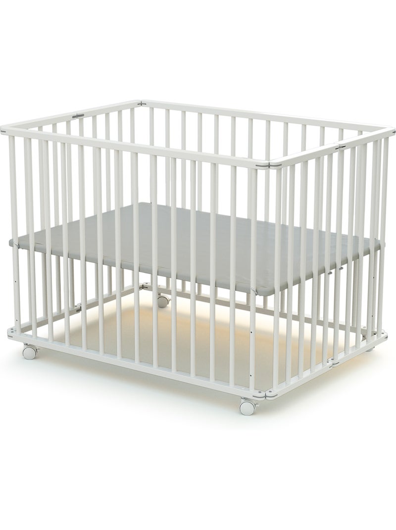 Webaby - parc bébé pliant en bois avec roulettes 70 x 100 cm cali 70x100cm Blanc - Kiabi