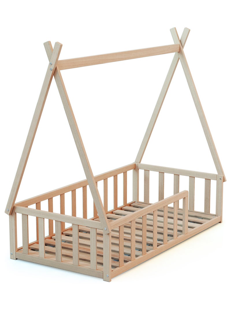 Webaby -  tipi bed in hout beuken onbewerkt Hazelnootbruin - Kiabi