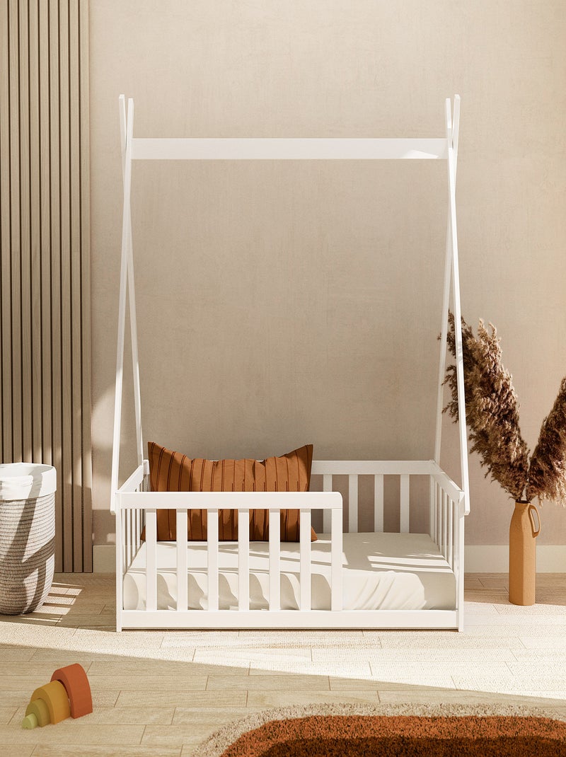 Webaby -  tipi bed in hout wit 70 x 140 cm Wit - Kiabi