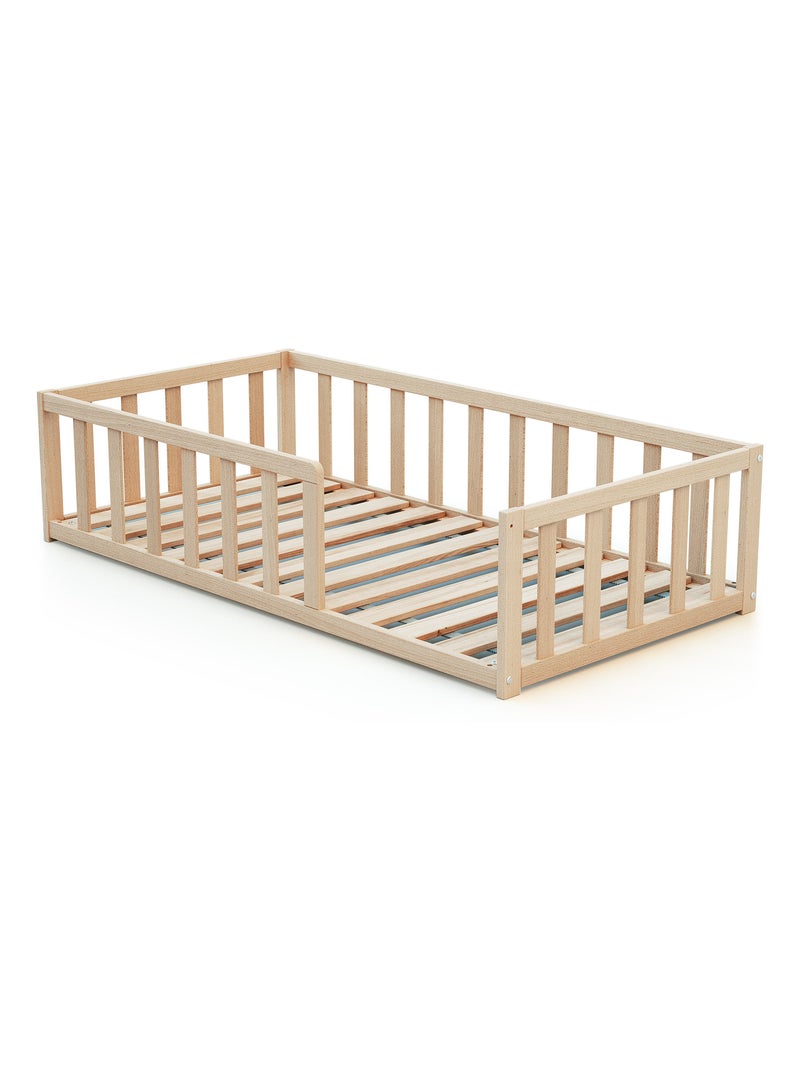 Webaby - vloerbed kinderbed in hout natuurlijke beuk 70 x 140 cm kaïa Hazelnootbruin - Kiabi