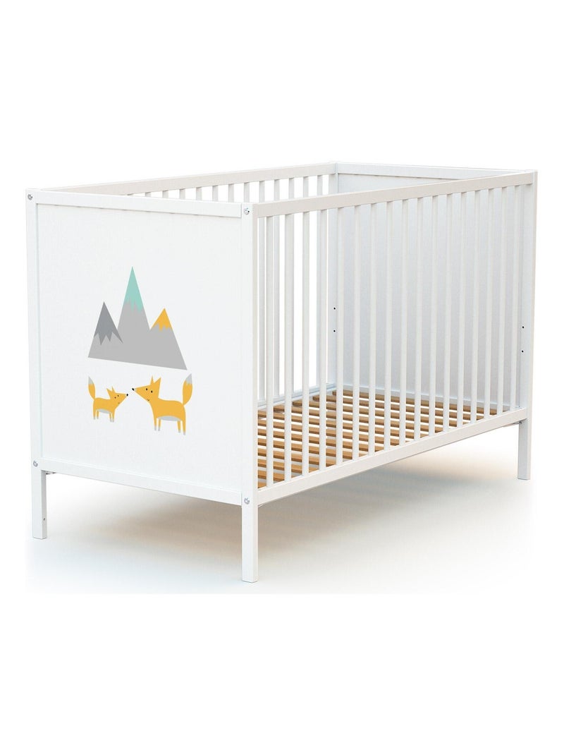 Webaby babykamerbed en luiertafel renard in hout wit alba Wit Oranje - Kiabi