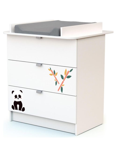 Webaby commode met 3 laden panda in hout wit alba - Kiabi