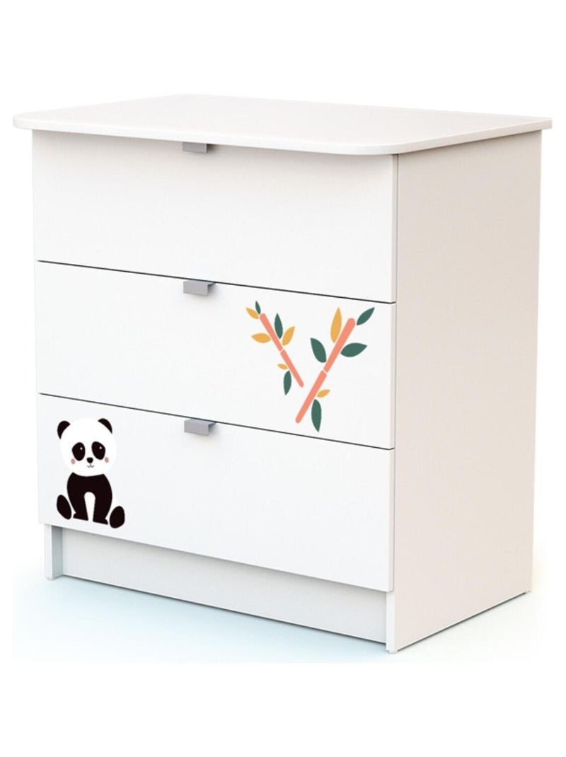 Webaby commode met 3 laden panda in hout wit alba Wit Zwart - Kiabi