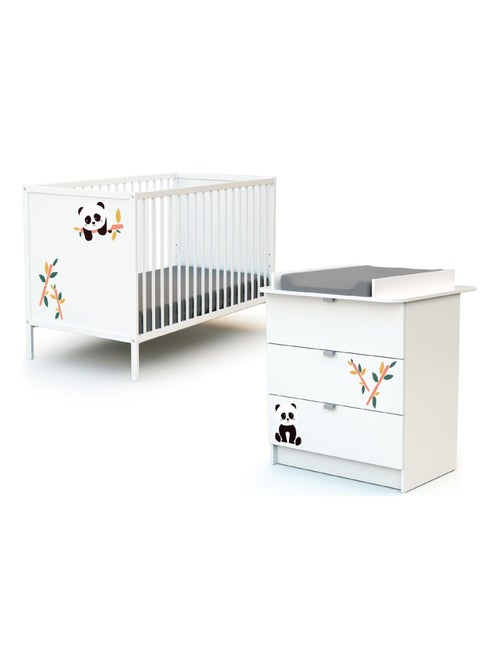 Webaby commode met 3 laden panda in hout wit alba - Kiabi