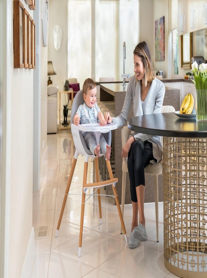Webaby hoge kinderstoel in kunststof wit en grijs Wit Grijs - Kiabi
