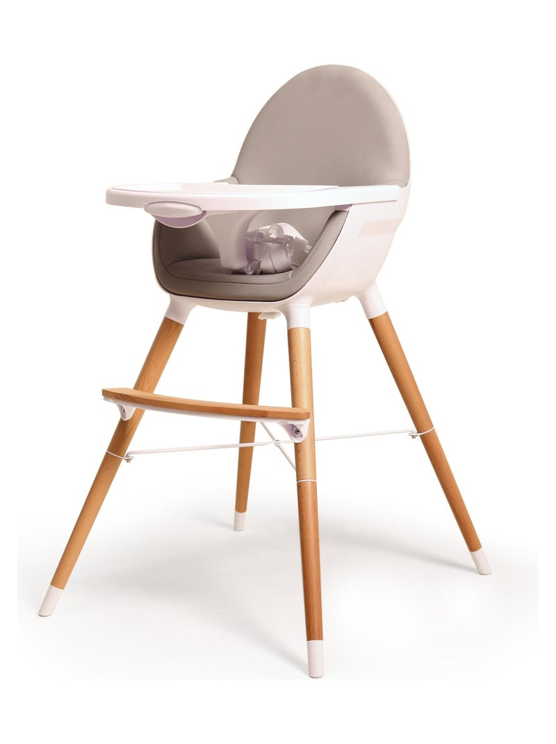 Webaby hoge kinderstoel in kunststof wit en grijs Wit Grijs - Kiabi