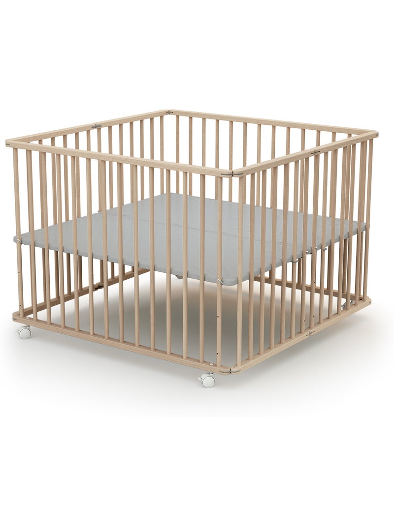 Webaby houten opvouwbare kinderbox cali beuken onbewerkt 100 x 100 cm Hazelnootbruin - Kiabi