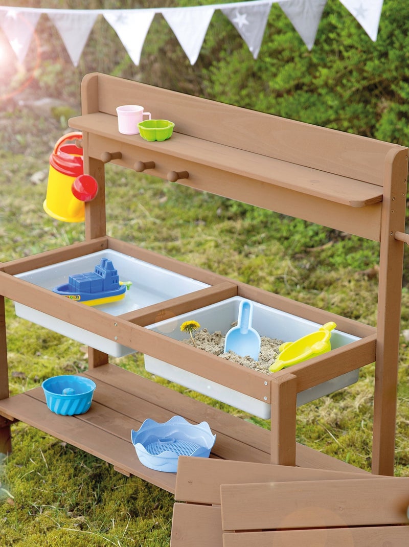 Weerbestendige buitenkeuken voor kinderen van massief hout 'Fun Outdoor+' ROBA Bruin - Kiabi