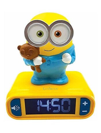 Wekker met nachtlampje 3d-ontwerp de minions en geluidseffecten