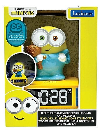 Wekker met nachtlampje 3d-ontwerp de minions en geluidseffecten