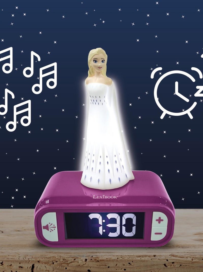 Wekker met nachtlampje 3d-ontwerp frozen elsa en geluidseffecten Paars - Kiabi