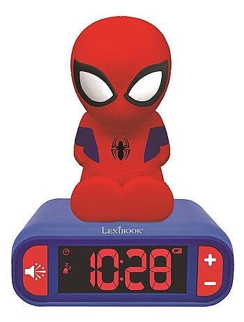 Wekker met nachtlampje 3d-ontwerp spiderman en geluidseffecten